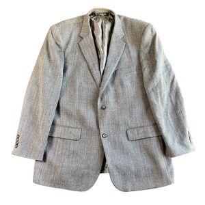 Joseph & Feiss Gold Mens 46L Gray 100%‎ Lambswool Blazer Sport Coat